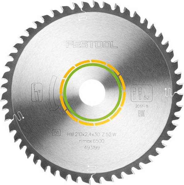 Festool Kreissägeblatt WOOD FINE CUT HW 210x2,4x30 W52<br>