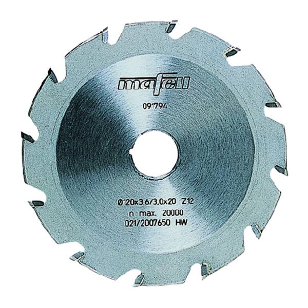 Mafell Nutenfräsblatt, ellipsenförmig, Hartmetall, 120 x 3,6 x 20 mm, 12 Zähne<br>