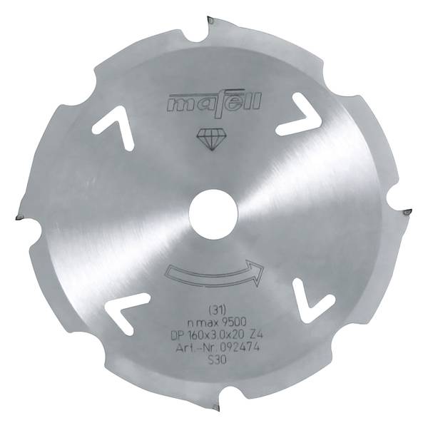 Mafell Sägeblatt-Diamant, 160 x 2,4/3,0 x 20 mm, Z 4, FZ/TR, für zementgebundene Werkstoffe<br>