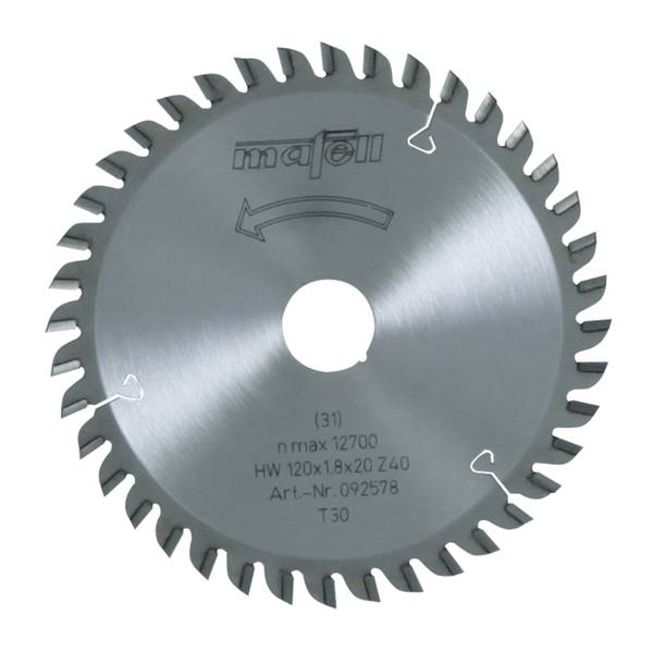 Mafell Sägeblatt-HM, 120 x 1,2/1,8 x 20 mm, Z 40, TR<br>