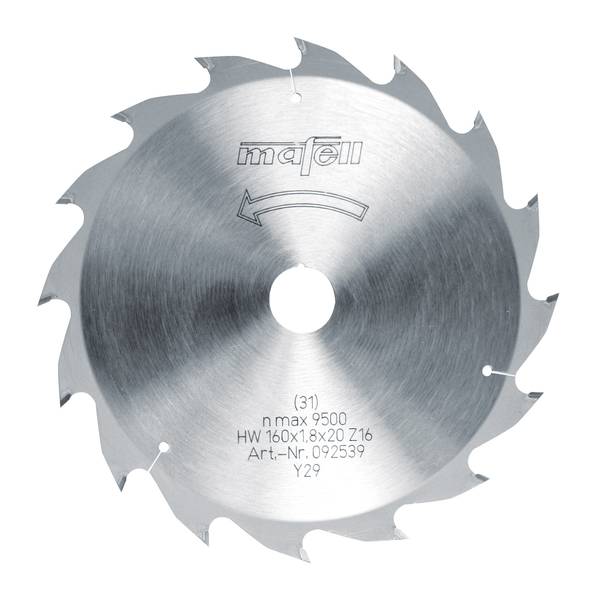 Mafell Sägeblatt-HM, 160 x 1,2/1,8 x 20 mm, Z 16, WZ<br>