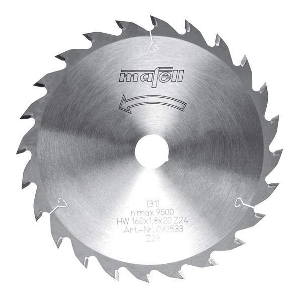 Mafell Sägeblatt-HM, 160 x 1,2/1,8 x 20 mm, Z 24, WZ<br>