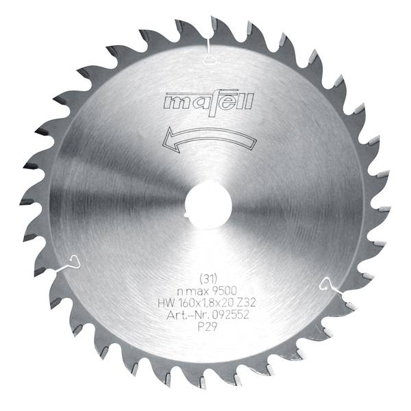 Mafell Sägeblatt-HM, 160 x 1,2/1,8 x 20 mm, Z 32, WZ<br>