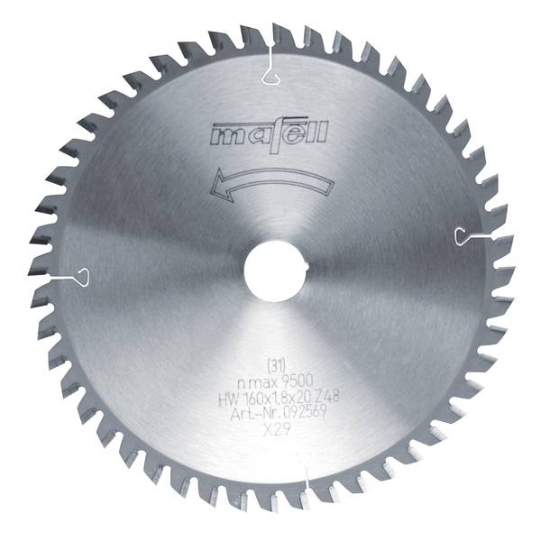 Mafell Sägeblatt-HM, 160 x 1,2/1,8 x 20 mm, Z 48, FZ/TR<br>