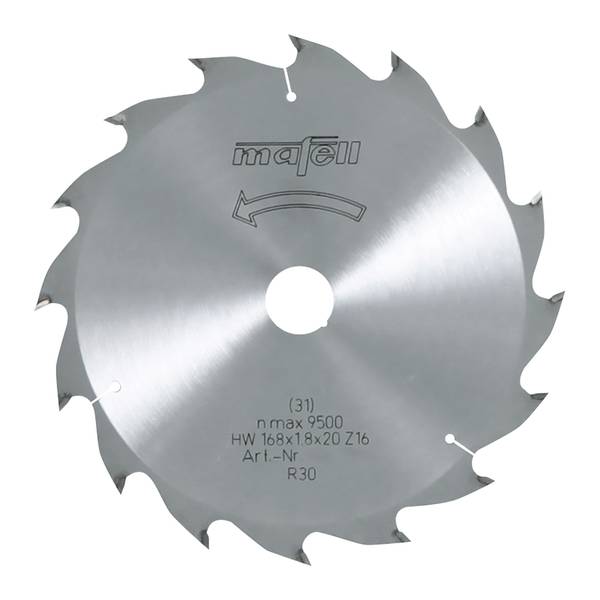 Mafell Sägeblatt-HM, 168 x 1,2/1,8 x 20 mm, Z 16, WZ<br>