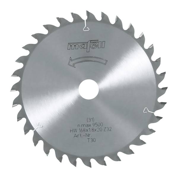 Mafell Sägeblatt-HM, 168 x 1,2/1,8 x 20 mm, Z 32, WZ<br>