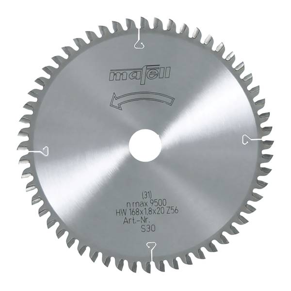 Mafell Sägeblatt-HM, 168 x 1,2/1,8 x 20 mm, Z 56, WZ<br>