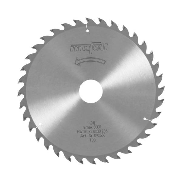 Mafell Sägeblatt-HM, 190 x 1,4/2,0 x 30 mm, Z 36, WZ<br>