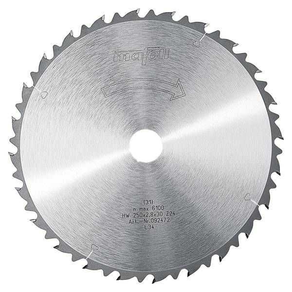 Mafell Sägeblatt-HM, 250 x 1,8/2,8 x 30 mm, Z 24, WZ<br>