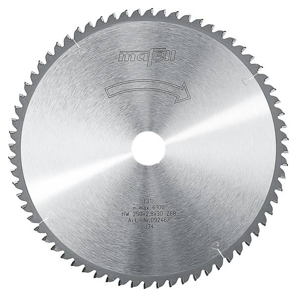 Mafell Sägeblatt-HM, 250 x 1,8/2,8 x 30 mm, Z 68, FZ/TR<br>