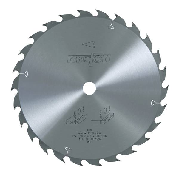 Mafell Sägeblatt-HM, 370 x 2,5/4,2 x 30 mm, Z 26, WZ<br>
