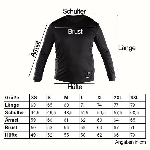 Makita DCX201C3XL Akku-Heizbarer Pullover 3XL<br>