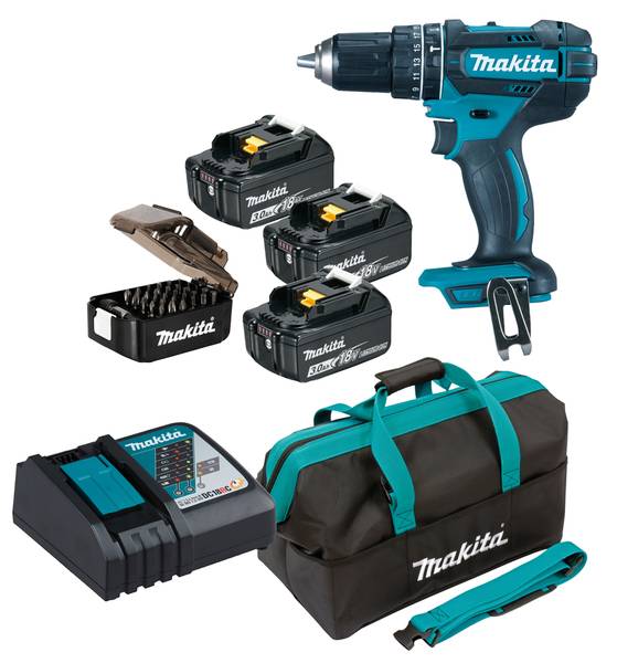Makita DHP482RFX3 SET Akku-Schlagbohrschrauber mit Zubehör<br>