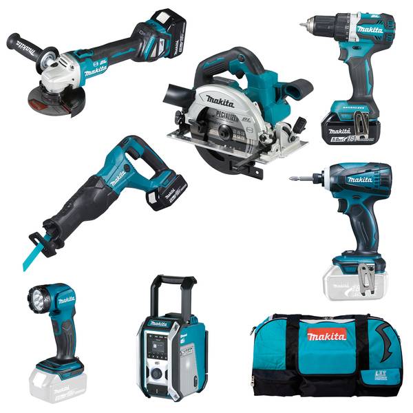 Makita DLX7018TX1 SET 6 Akku-Maschinen und Lampe<br>