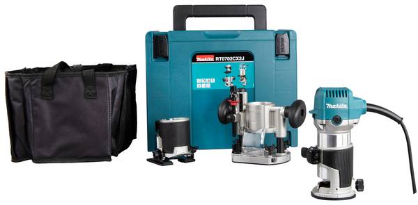 Makita RT0702CX2J SET Elektrische Einhandfräse und Kantenfräse<br>