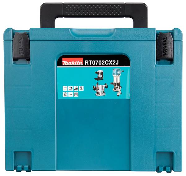 Makita RT0702CX2J SET Elektrische Einhandfräse und Kantenfräse<br>
