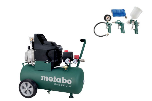 Metabo Kompressor Basic 250-24 W inkl. Druckluft-Werkzeugset <br>