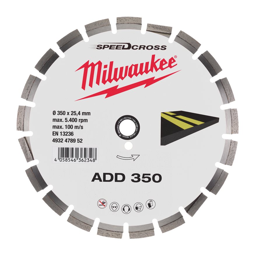 Milwaukee Asphalt ADD 350mm Diamanttrennscheibe<br>