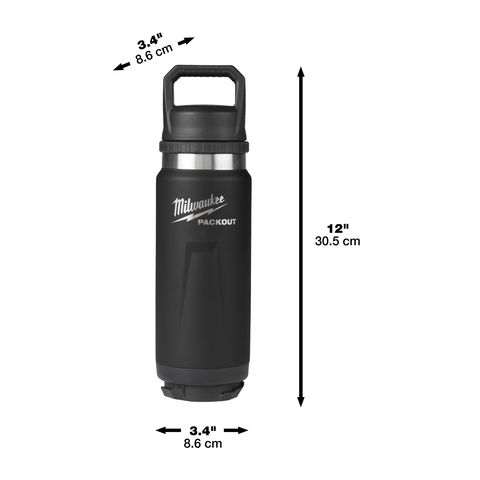 Milwaukee PACKOUT Isolierflasche 530 ml mit Schraubdeckel, schwarz<br>