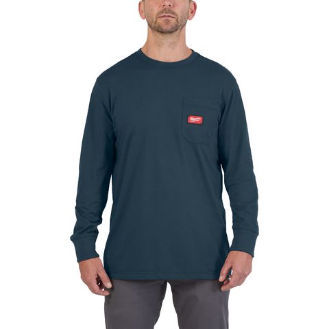 Milwaukee WTLSBLU Arbeits-Shirt lang, Grösse L, blau<br>