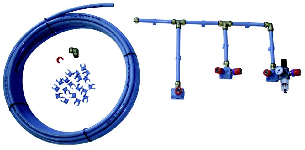 Druckluft-Rohrleitungssystem 18 mm, grau, Polyamid 11/12 <br>