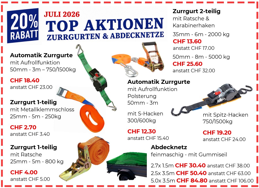 Zurrgurten und Abdecknetze