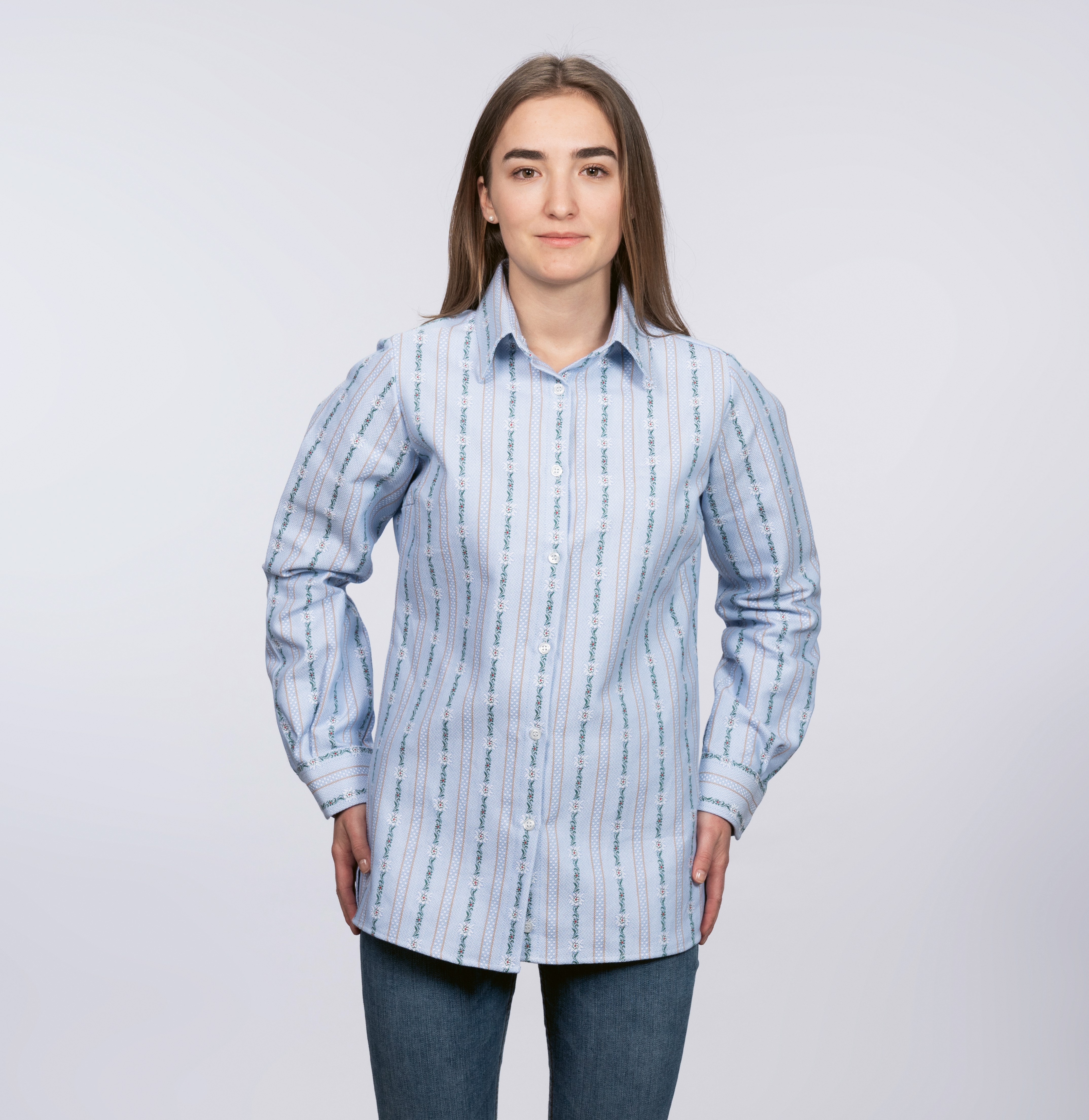 Edelweiss-Bluse - hellblau/anthrazit