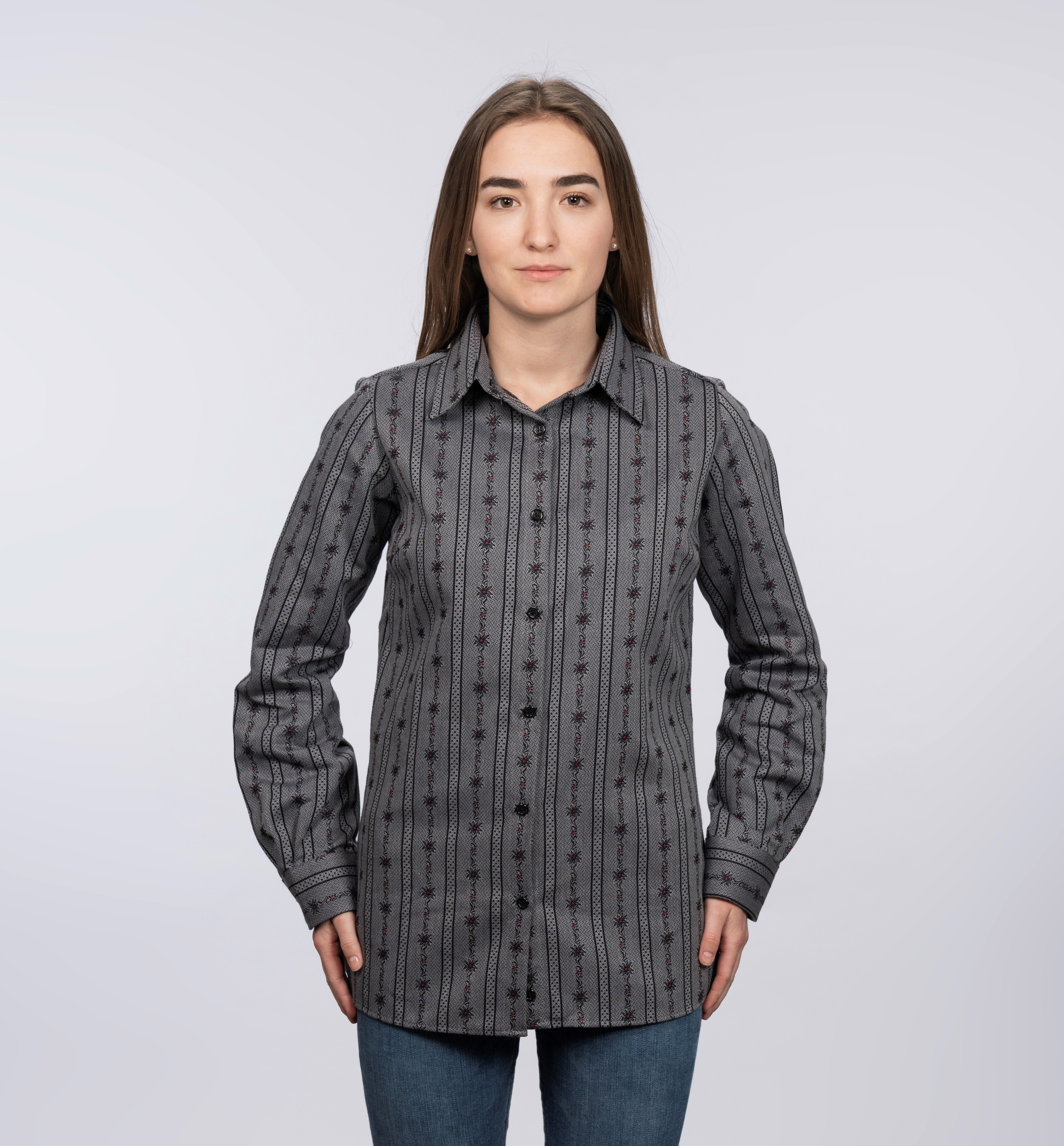 Edelweiss-Bluse - hellblau/anthrazit