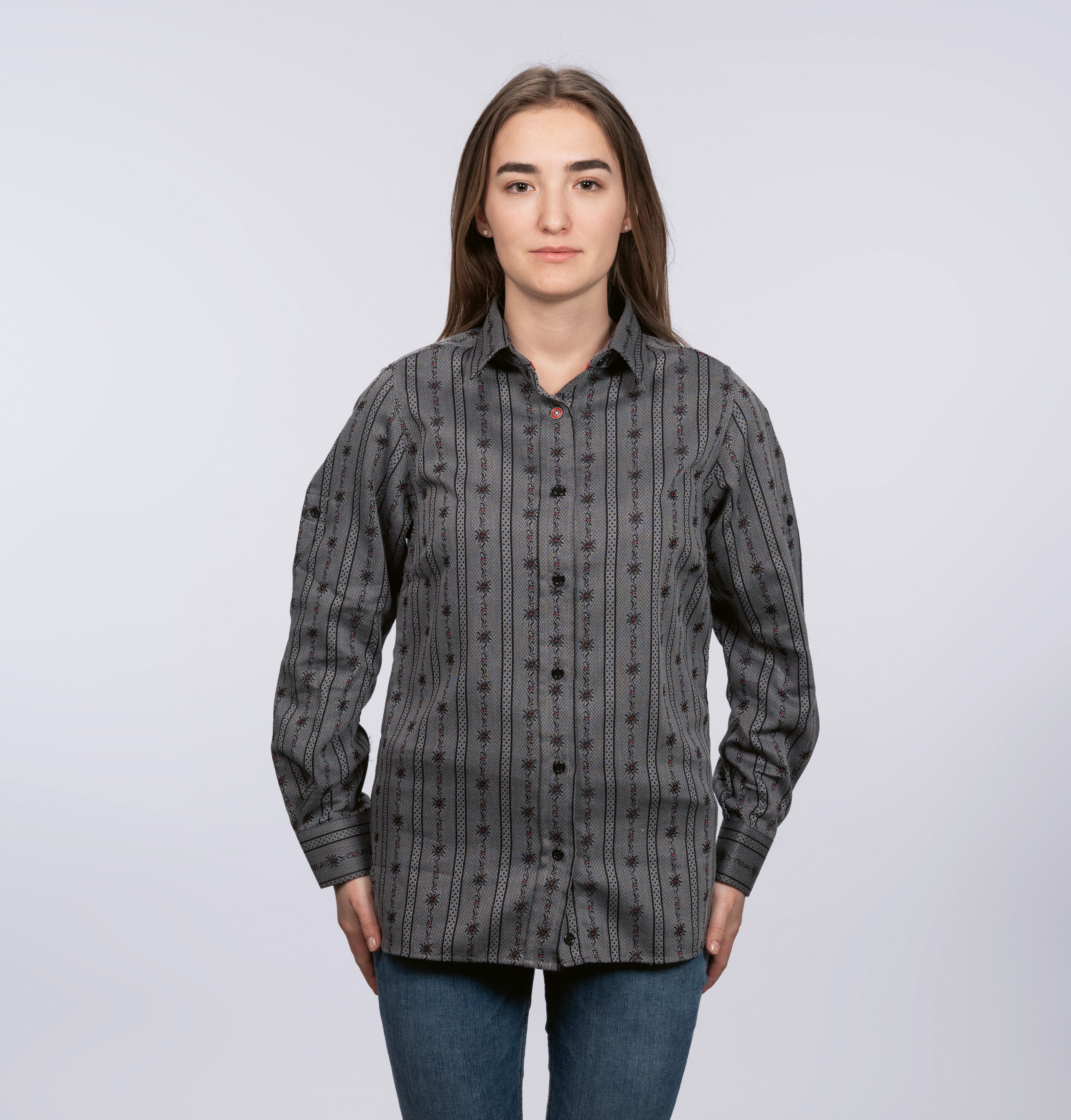 CoolMax Bluse - hellblau/anthrazit/bordeaux