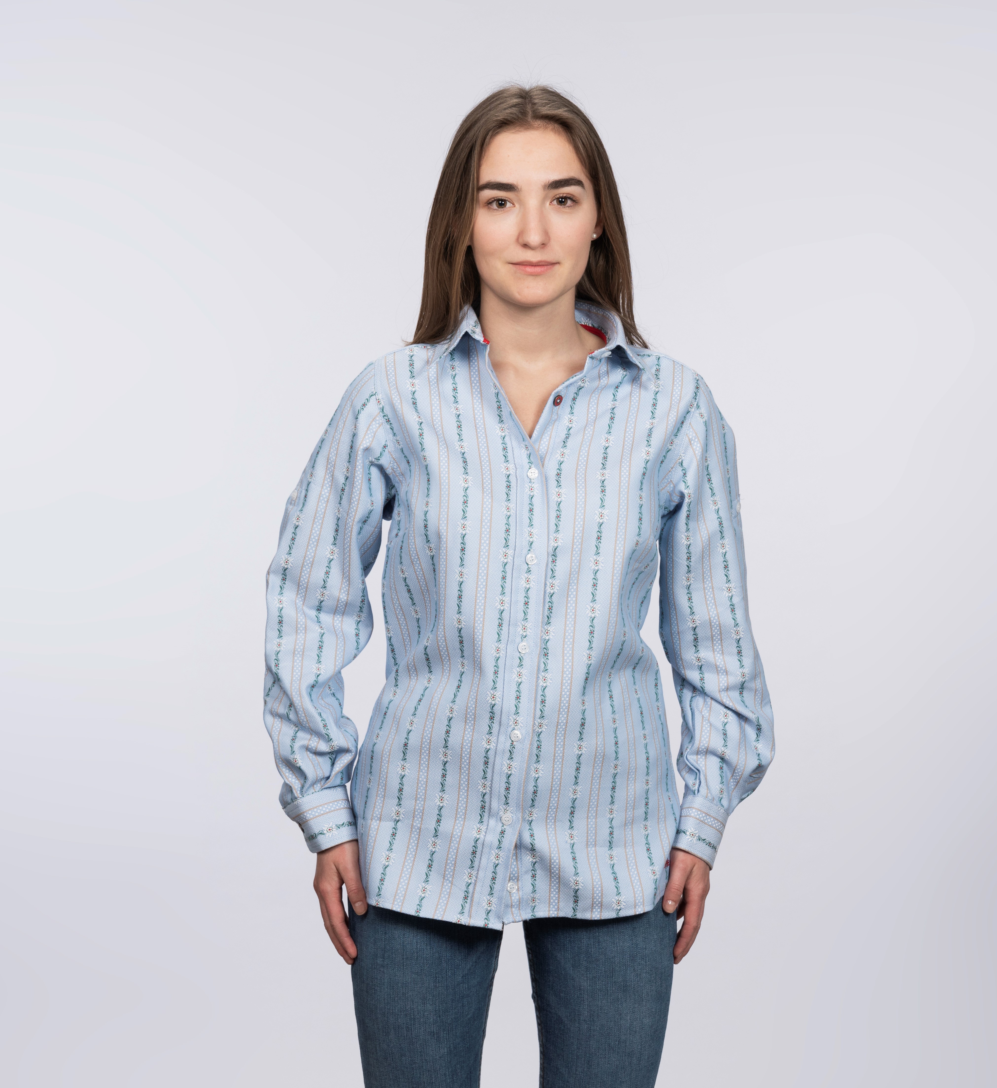 CoolMax Bluse - hellblau/anthrazit/bordeaux