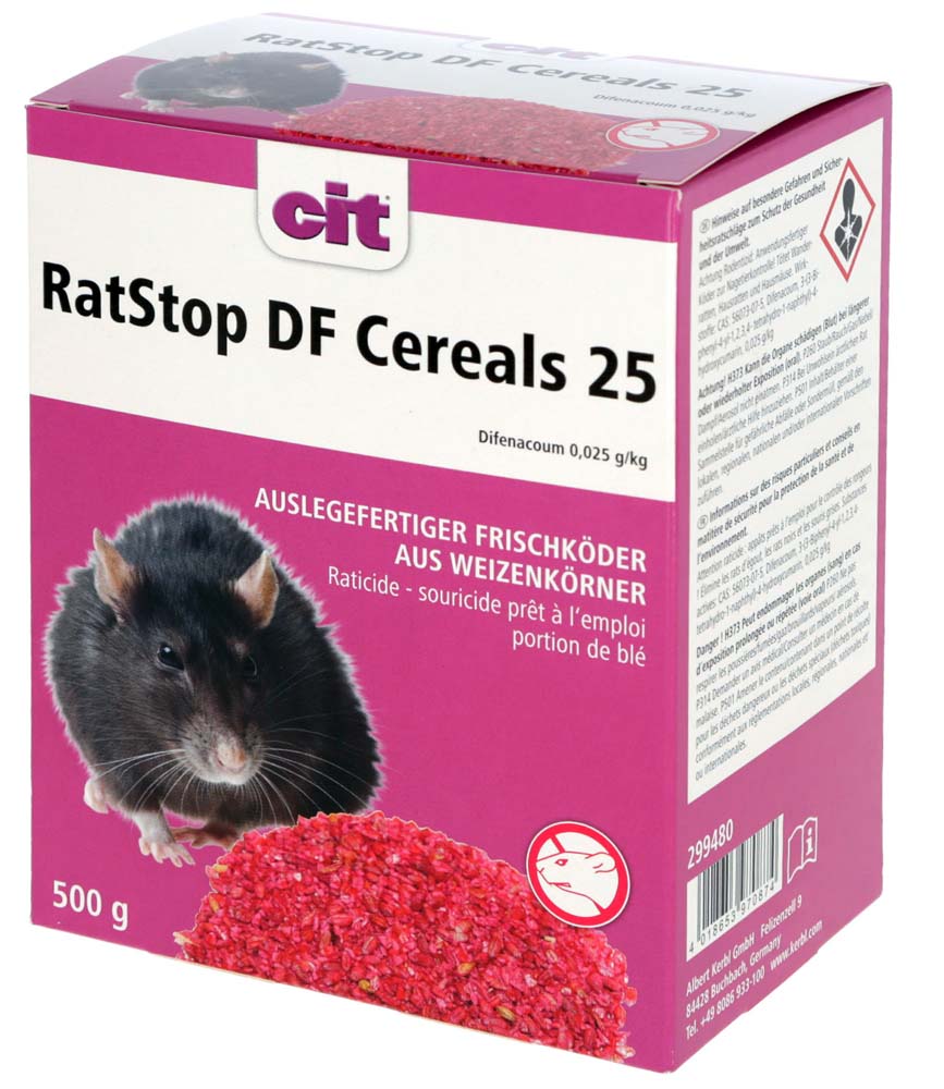 RatStop DF Cereal 25, 500g Difenacoum Artikel: 500gr