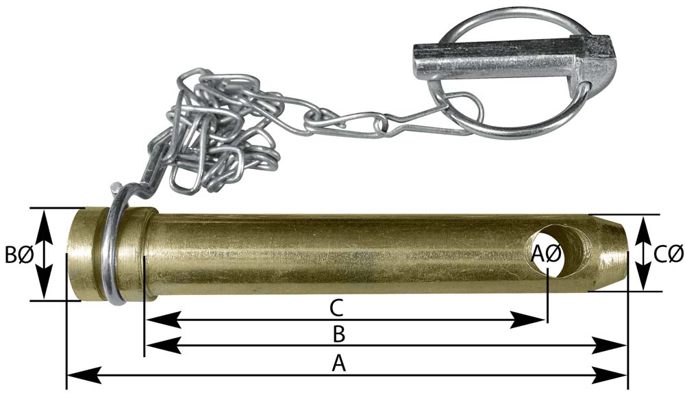 Oberlenkerbolzen mit Kette und Splint