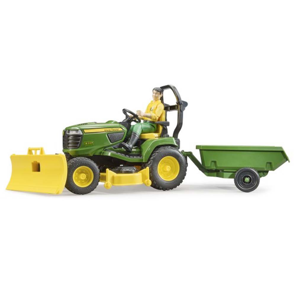 bworld John Deere Aufsitzrasen mäher, Anhänger + Gärtner