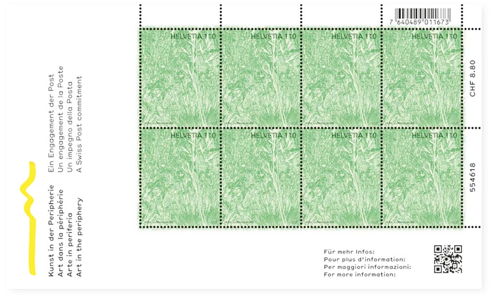 Briefmarken "Wiese", Bogen mit 8 Briefmarken zu CHF 1.10, mit Chlorophyll bedruckt
