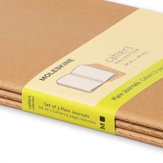 Moleskine Notizheft , Cahier Large, Kraft, 13x21cm, Plain / Blanko, 3er Pack