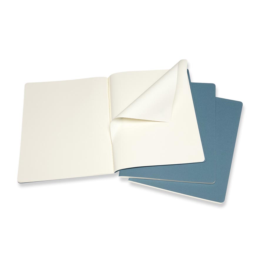 Moleskine Notizheftchen , Cahier Pocket, Blue, 9x14cm, Plain / Blanko, 3er Pack