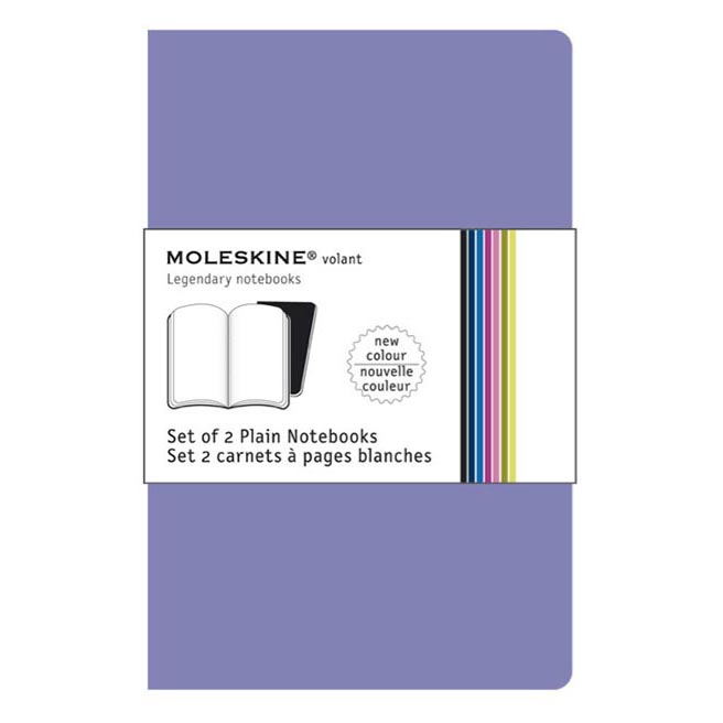 Moleskine Notizheftchen , Volant Plain Purple, Lila/Violett, 6.5x10.5cm, Plain / Blanko, 2er Pack