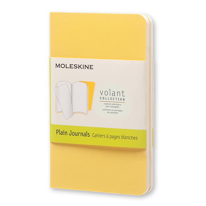 Moleskine Notizheftchen , Volant Plain Yellow, Gelb/Senf 6.5x10.5cm, Plain / Blanko, 2er Pack
