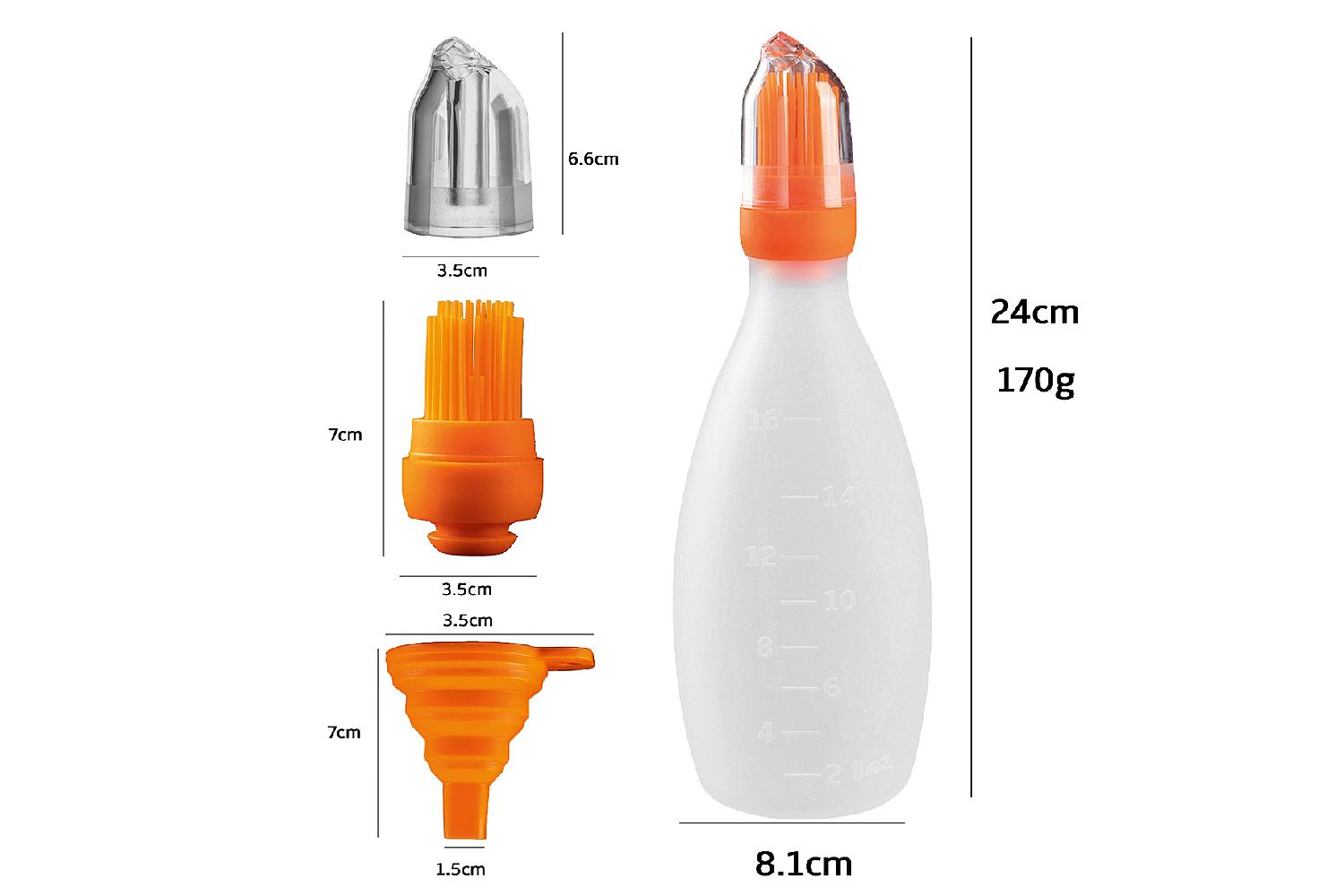 GOURMET EASY Silikon-Marinierflasche mit Bürste orange