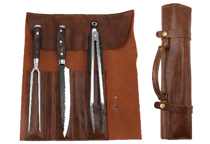 BBQ-Set SANTO mit 3-tlg mit Ledertasche