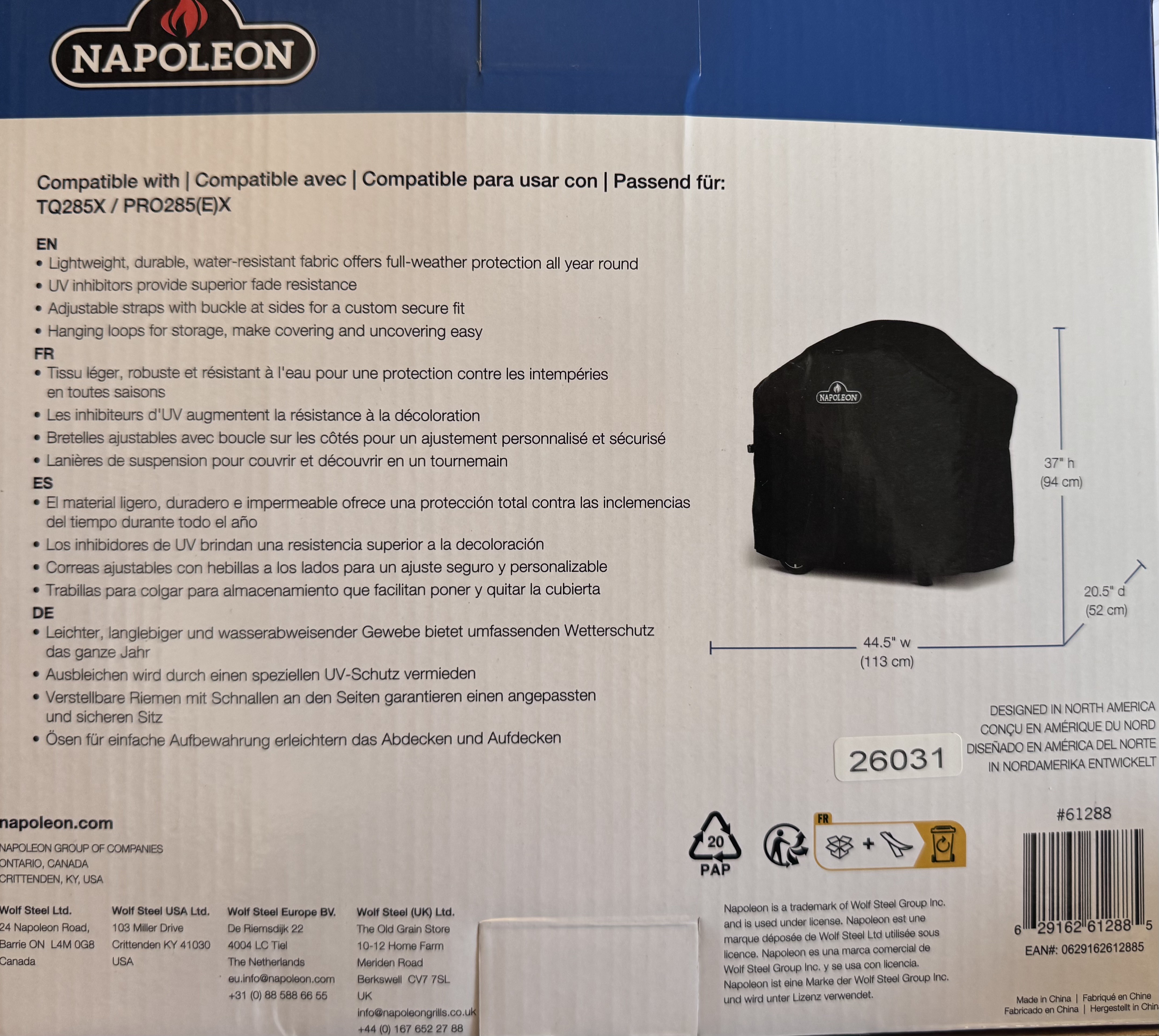 Abdeckhaube f&uuml;r TravelQ-285X und PRO285X