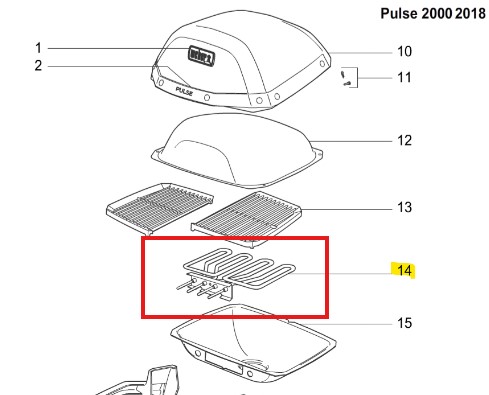 Heizelement Elektrogrill Weber Pulse 2000 original CH-Version