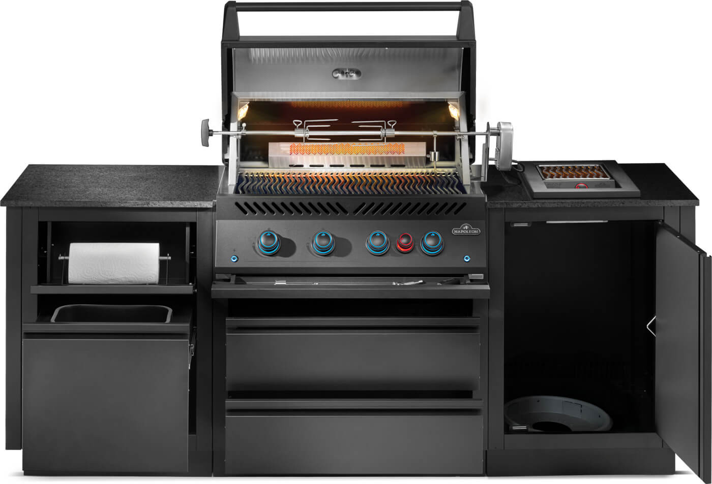 Oasis Compact 105, Mattschwarz, mit BIG32-1 und Einbau SIZZLE ZONE&trade;