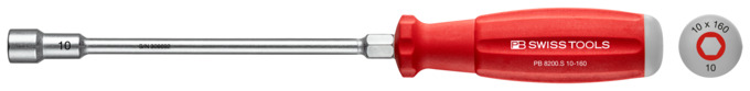 SwissGrip Steckschlüssel-Schraubenzieher, PB 8200.S 10-160 mit Sechskantansatz / Schlüsselhilfe<br>