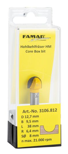 Hohlkehlfräser HM D12.7 B9.5