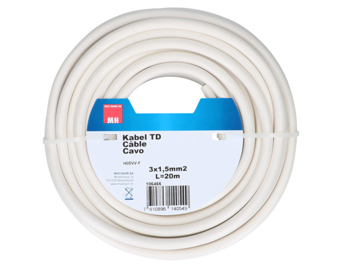 Kabel TD 3x1.5 weiss 20m<br>