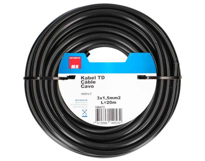 Kabel TD 3x1.5 schwarz 20m<br>