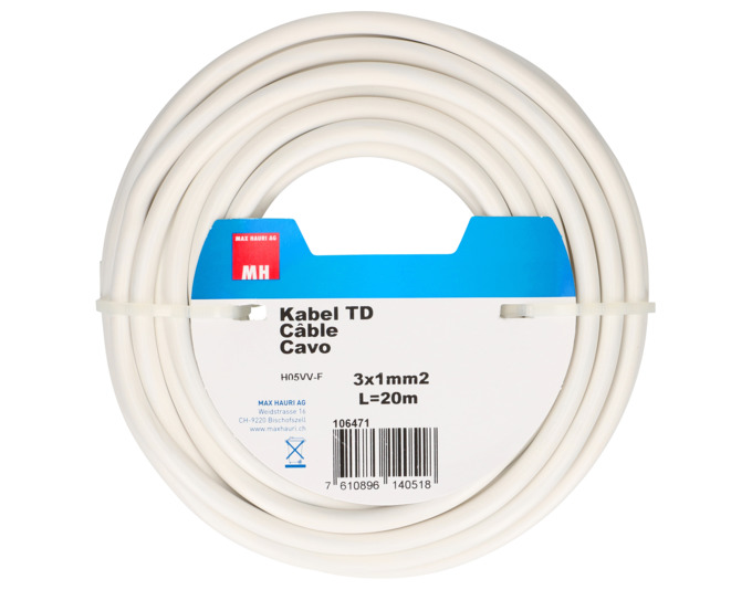 Kabel TD 3x1 weiss 20m<br>