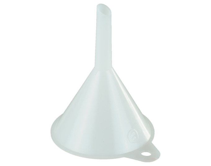 Trichter weiss HDPE ø8cm<br> Durchmesser, Ø Einfüllstutzen, Fassungsvermögen: 8 cm / 11 mm / 80 ml