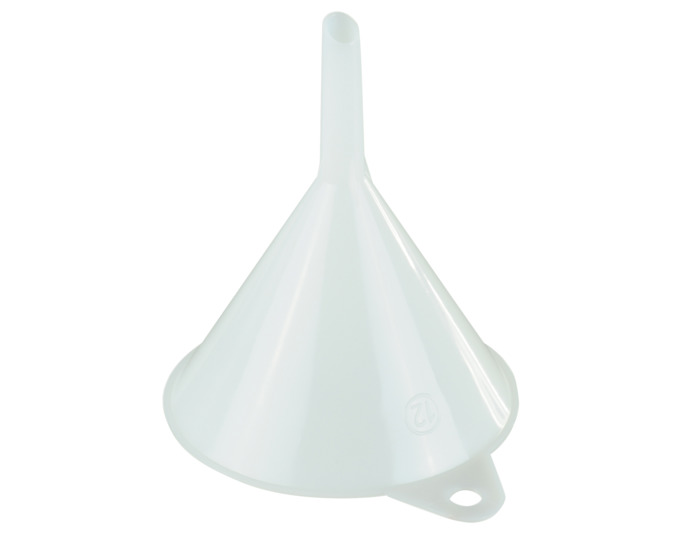 Trichter weiss  HDPE ø12 cm<br> Durchmesser, Ø Einfüllstutzen, Fassungsvermögen: 12 cm / 12 mm / 290 ml